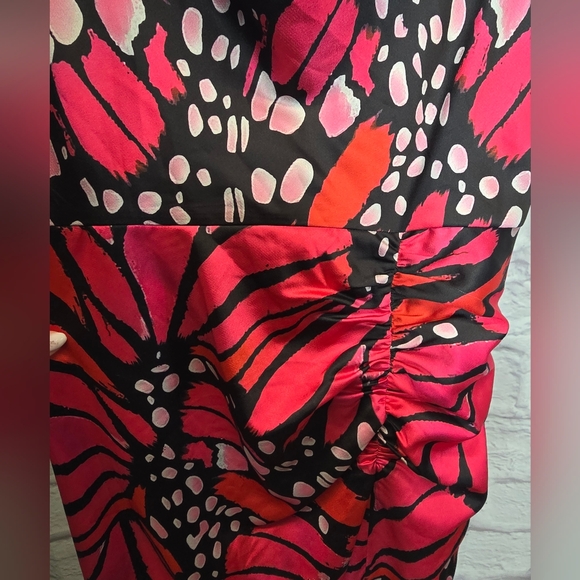 EUC $395 MILLYLilliana Graphic Butterfly Dress in Black & Pomegranate SZ 8 - Picture 7 of 11